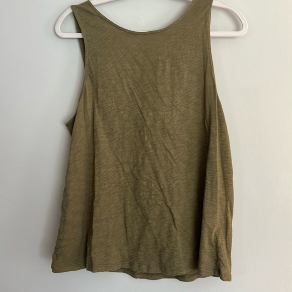 Anthropologie Army Green Open Tie Back Top - Picture 2 of 3